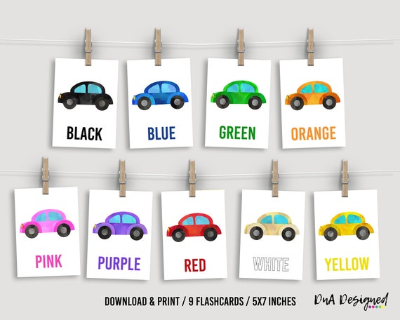 Printable Car Color Flash Cards for Kids Learning DIGITAL ...