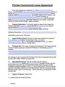 printable lease agreement florida