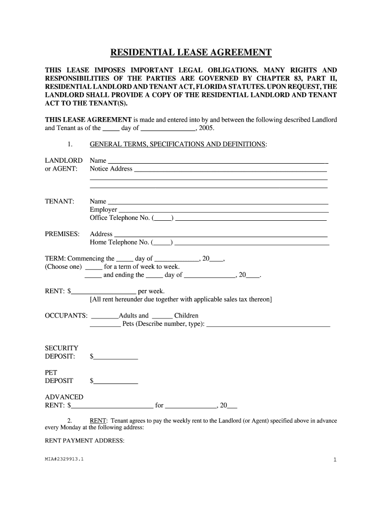 printable lease agreement florida