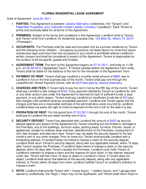 printable lease agreement florida