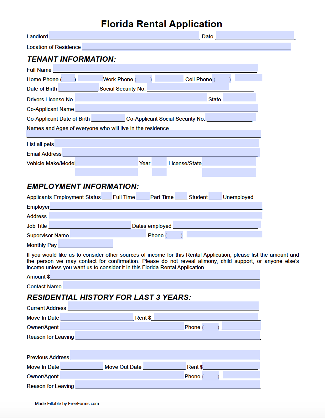 printable lease agreement florida
