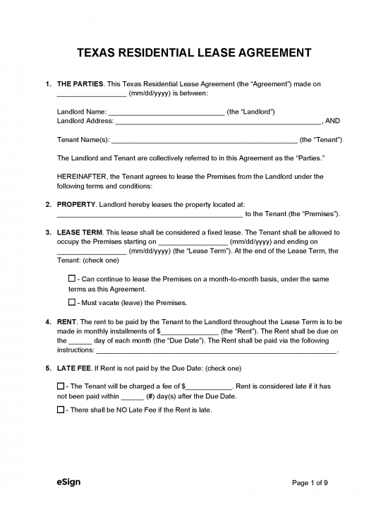 printable lease agreement florida