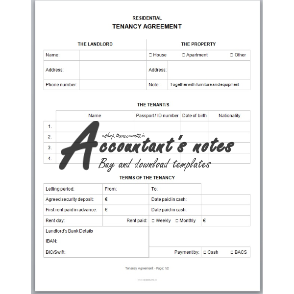 IE - Tenancy Agreement Template Package - Accountants e-shop
