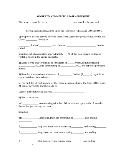 printable lease agreement mn