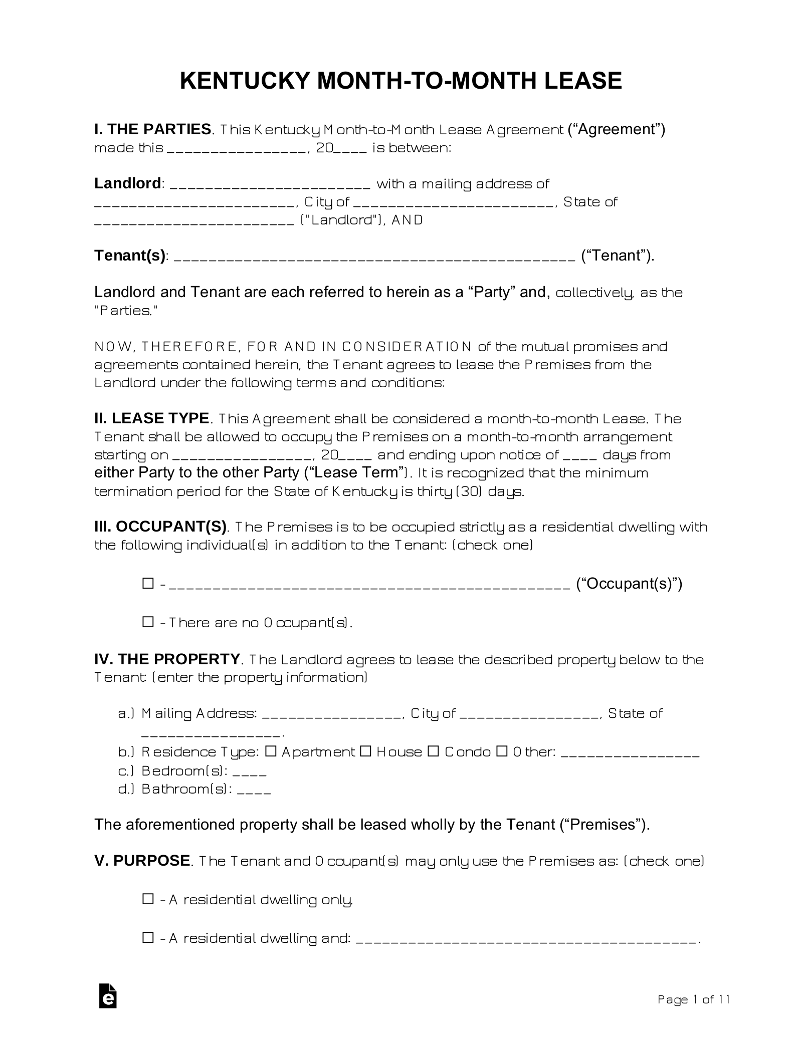 printable lease agreement pdf