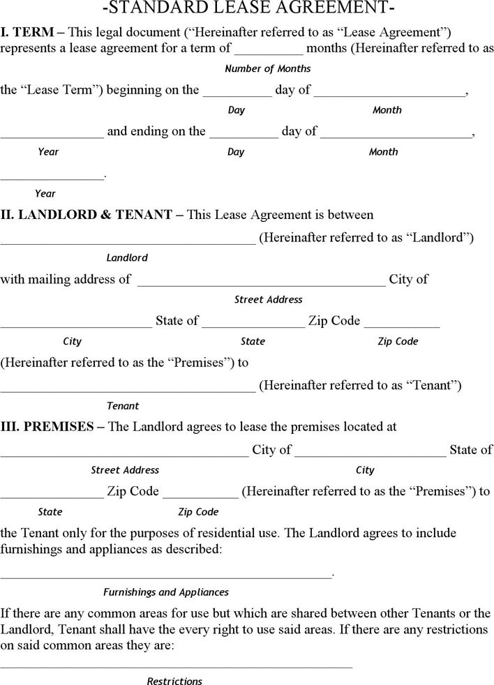 printable lease agreement pdf