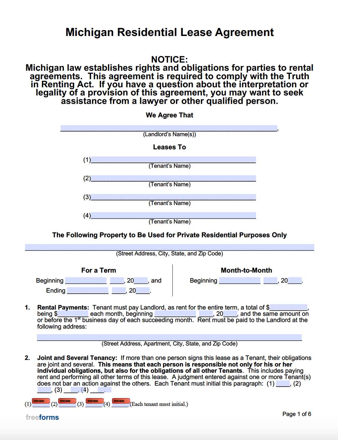 printable lease agreement pdf