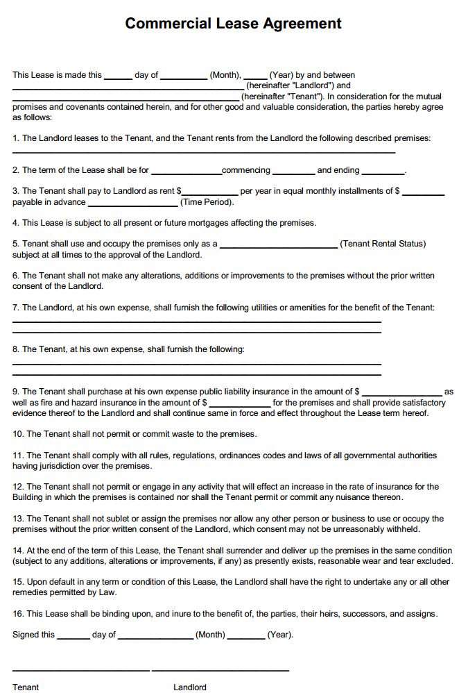printable lease agreement pdf