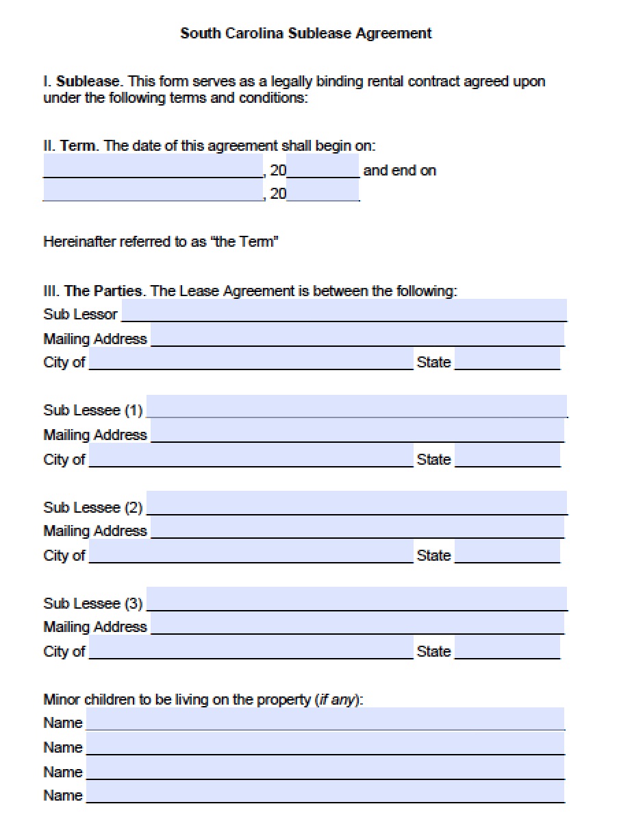 Free South Carolina Rental Lease Agreement Templates | PDF | Word