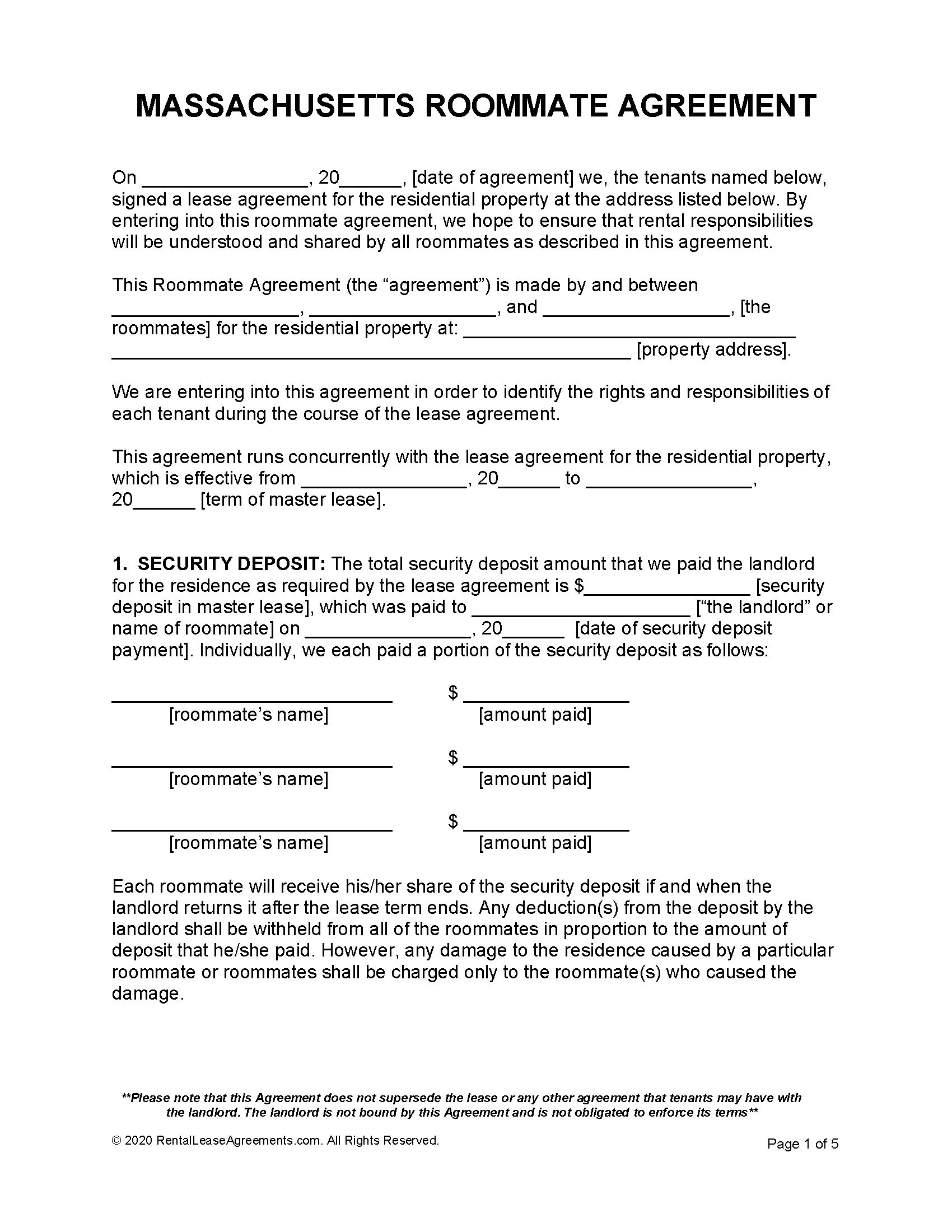 Free Massachusetts Rental Lease Agreements (6 Types) | PDF - MS Word