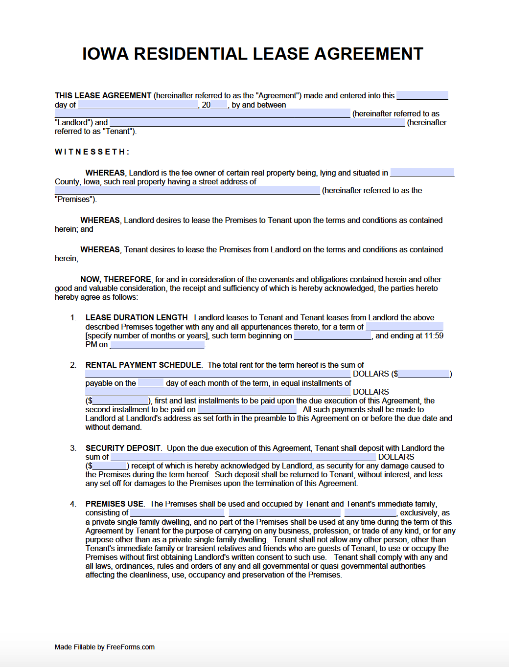 printable lease agreement sc