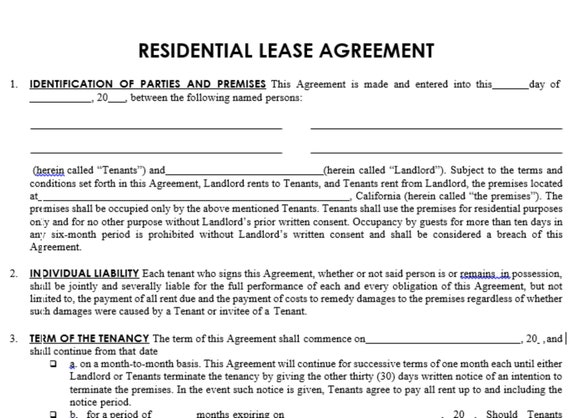 Residential Lease Agreement/ Editable Rental Agreement/ Simple ...