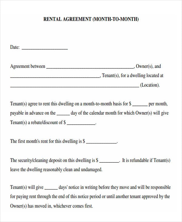printable lease agreement template