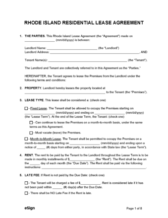 Free Rhode Island Rental Lease Agreement Templates (6) | PDF | Word