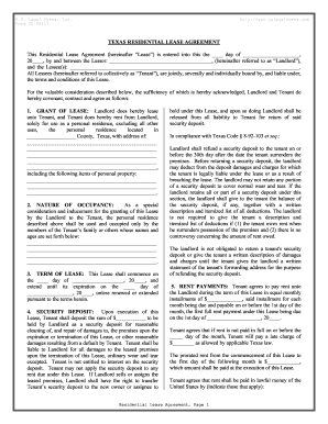Texas Realtors Residential Lease - Fill Online, Printable ...