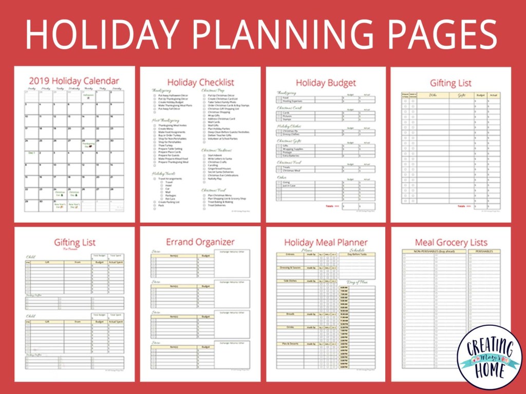 Holiday Planning Pages - FREE Printable - creatingmaryshome.com