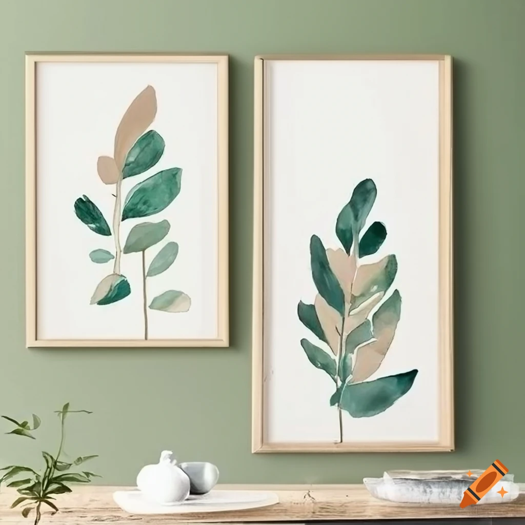Boho botanical print set of 3, green gallery wall art, sage wild ...
