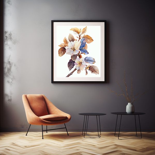 Set of 3 - Beautiful Branch with Leaves and Flowers Style ...