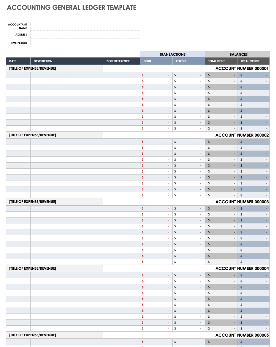 Free General Ledger Templates | Smartsheet