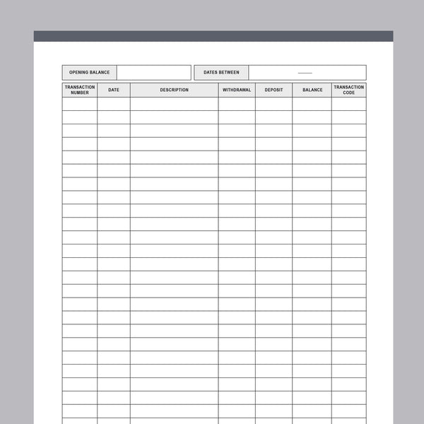 Printable Account Ledger - Plan Print Land
