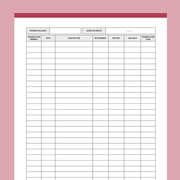 Printable Account Ledger - Plan Print Land