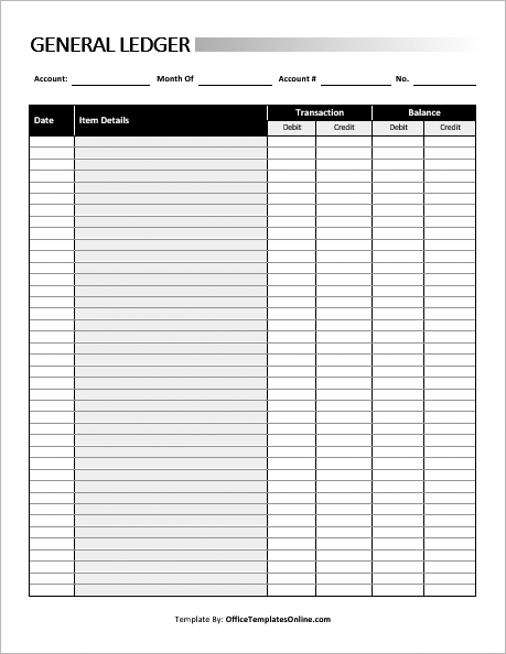 Download FREE General Ledger Templates for MS Wor