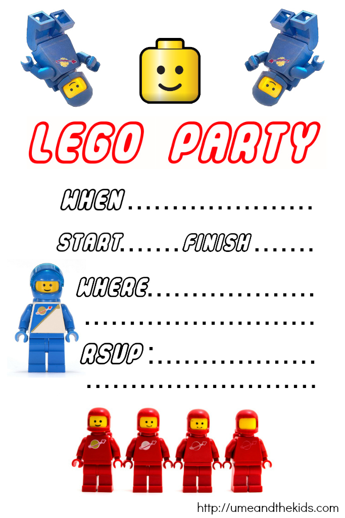 Free Printable LEGO Birthday Party Invitations - U me and the kids