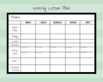 Weekly Lesson Plan for Pre-k/preschool/kindergarten/daycare PDF ...