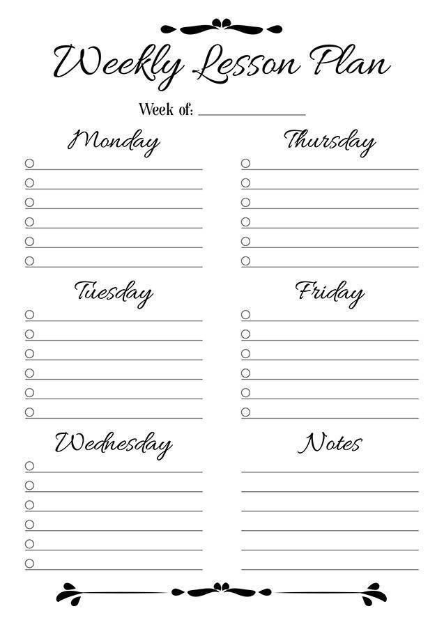 Weekly Lesson Plan Printable
