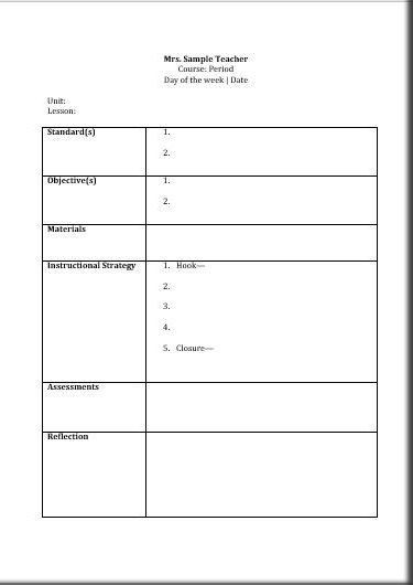 Free Lesson Plan Templates