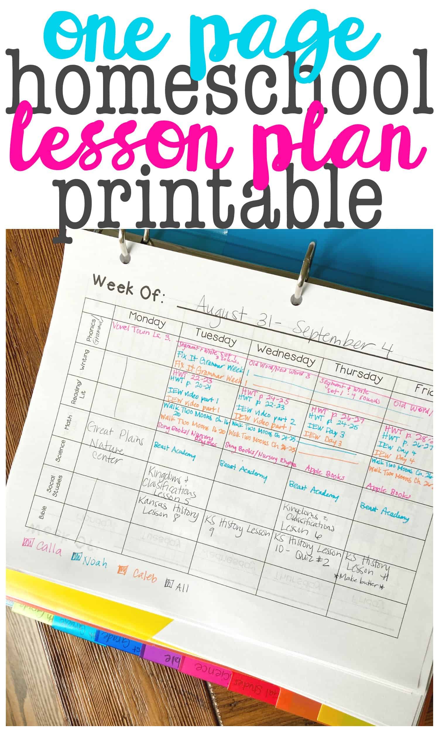 Weekly Lesson Plans Pack - Janelle Knutson