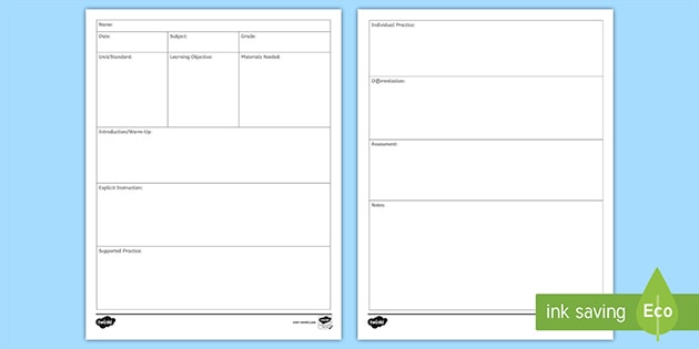 FREE Printable Daily Lesson Plan Template | Editable