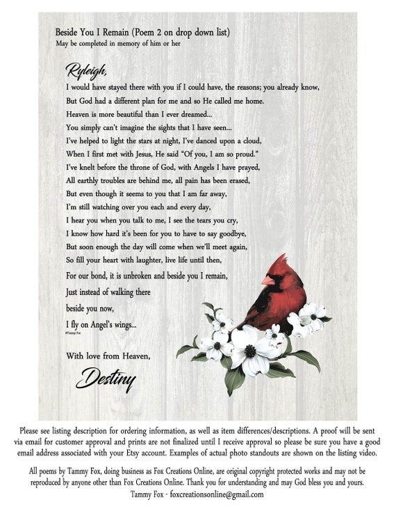 Personalized Photo Memorial A Letter From Heaven For Lost Loved ...