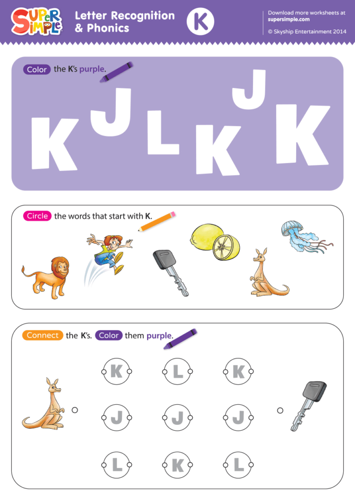 printable letter k worksheets