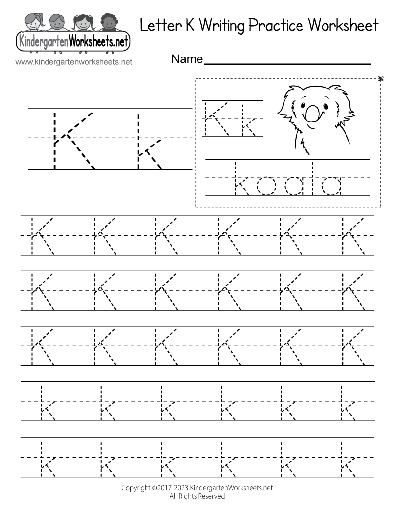 printable letter k worksheets