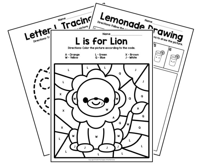 printable letter l worksheets