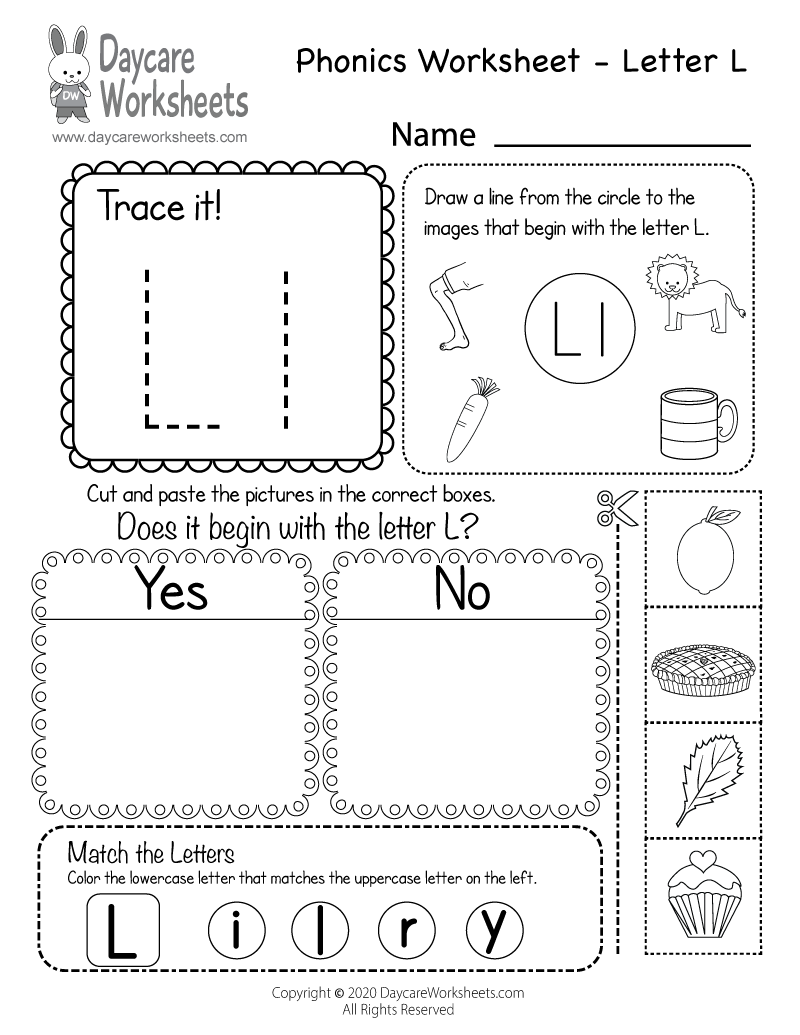 printable letter l worksheets