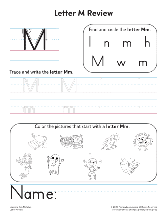Beginning Letter M Worksheet  
