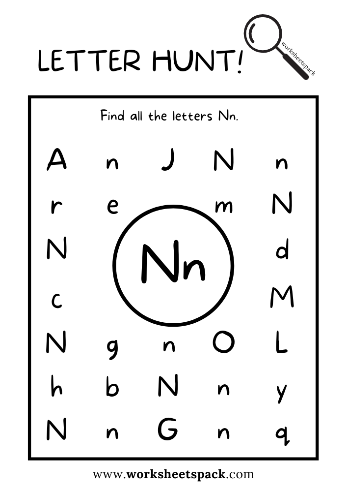 printable letter n worksheets