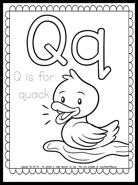 printable letter q coloring pages