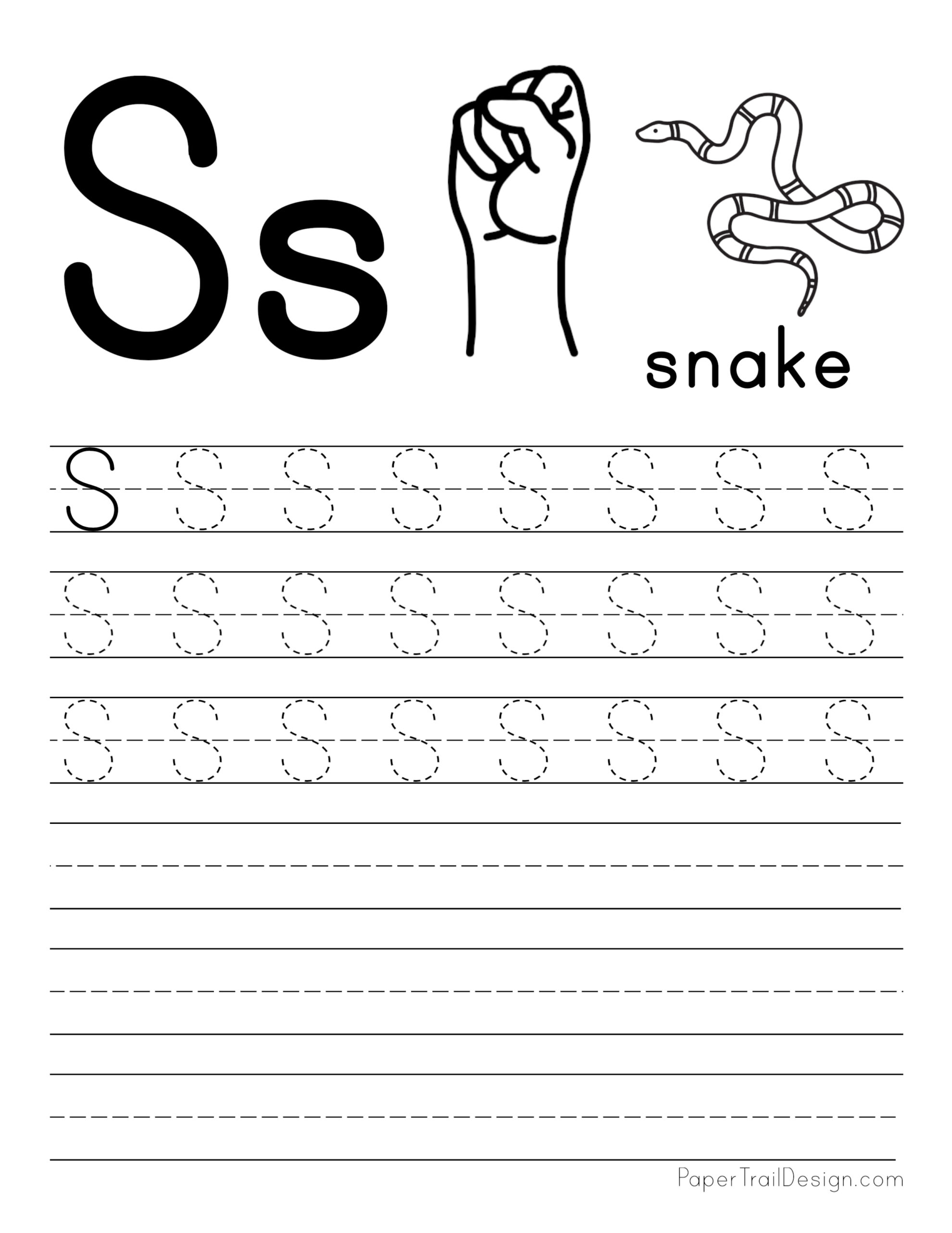 printable letter s tracing worksheet preschool