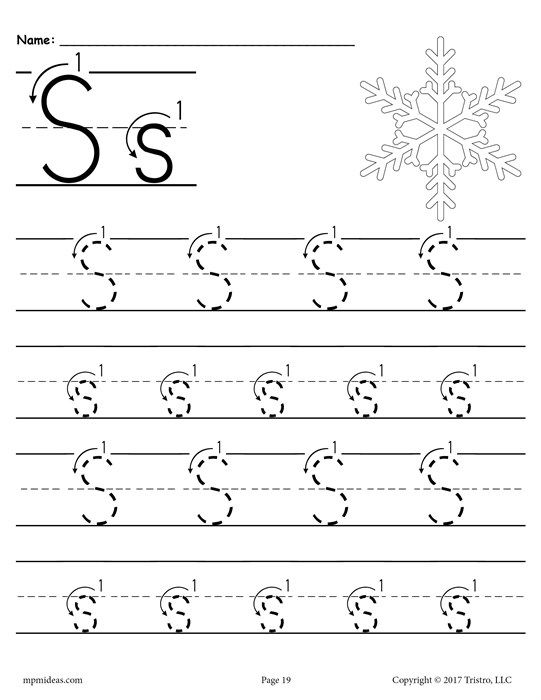 printable letter s tracing worksheet preschool