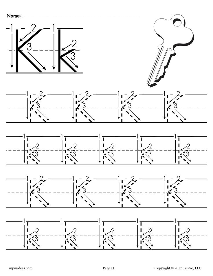 Printable Letter K Tracing Worksheet With Number and Arrow ...