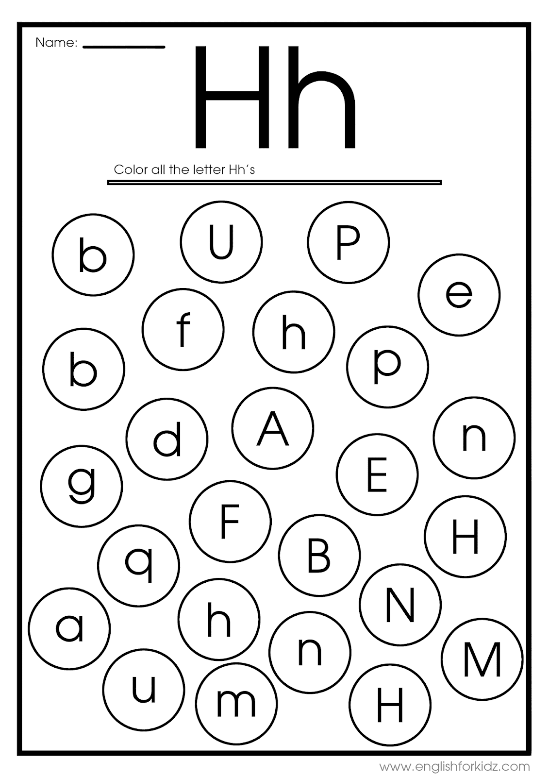 English for Kids Step by Step: Letter H Worksheets, Flash Cards ...