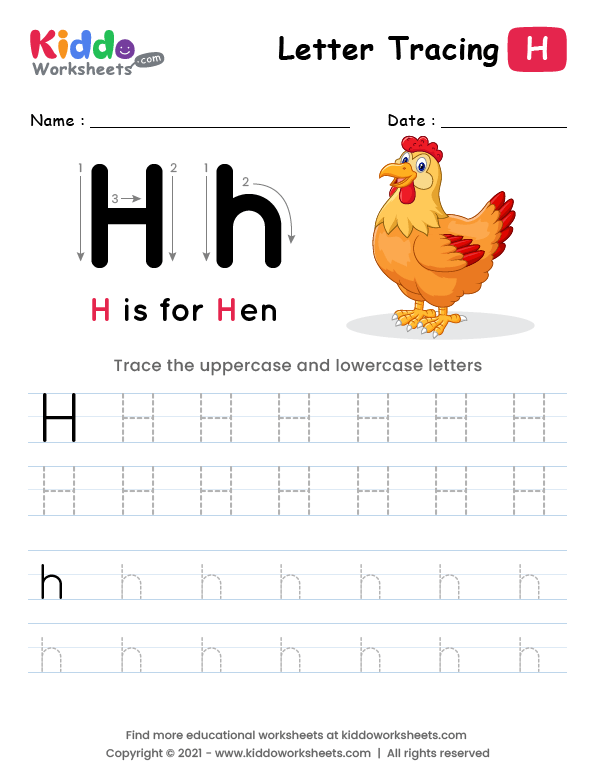 printable letter worksheet h