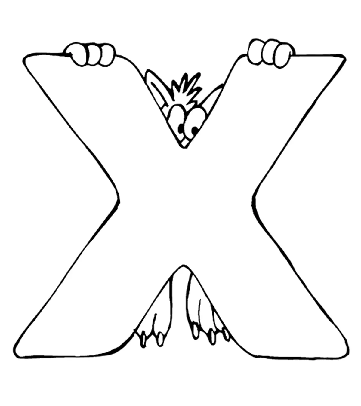 Letter X coloring printable page for kids