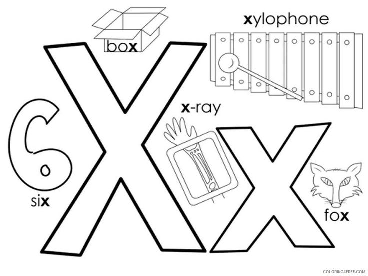 printable letter x coloring page