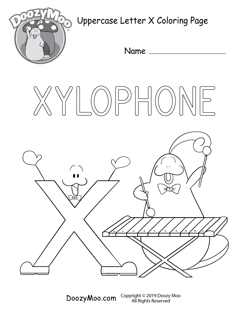 printable letter x coloring page