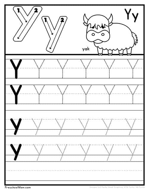 printable letter y worksheet