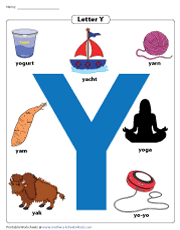 printable letter y worksheet